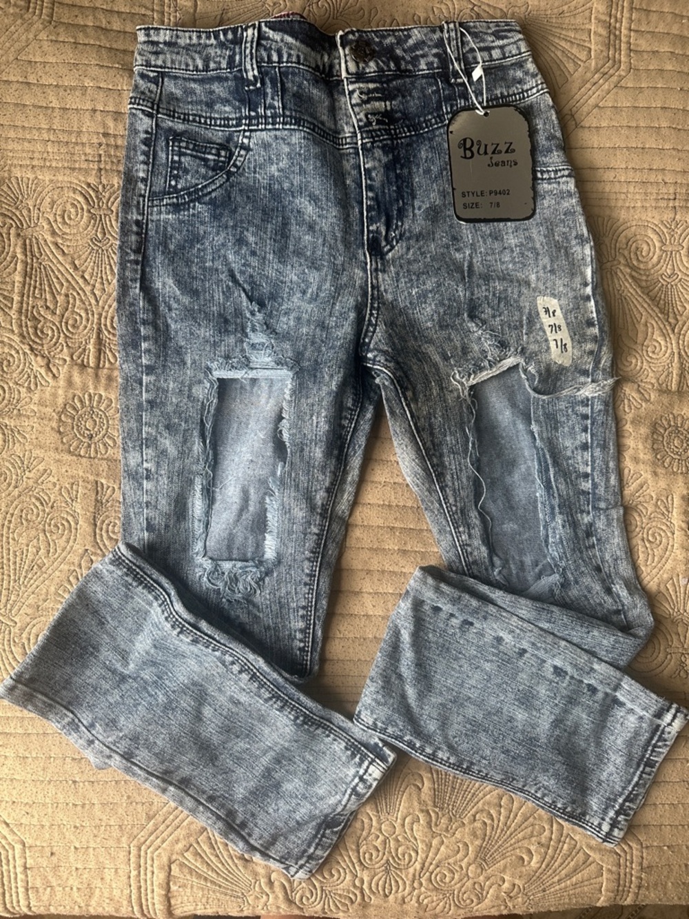 Women's Skinny Distressed Acid Wash Jeans - Blue